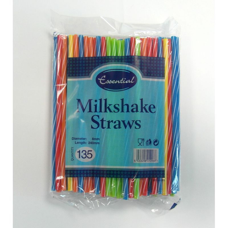 Essential Assorted Col Milkshake Straws (135 Pack)